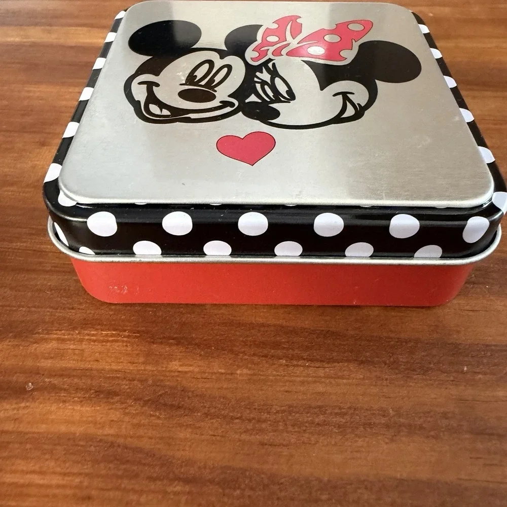 Mickey Minnie Mouse Stainless Steel Heart Necklace With Tin‎ NIB